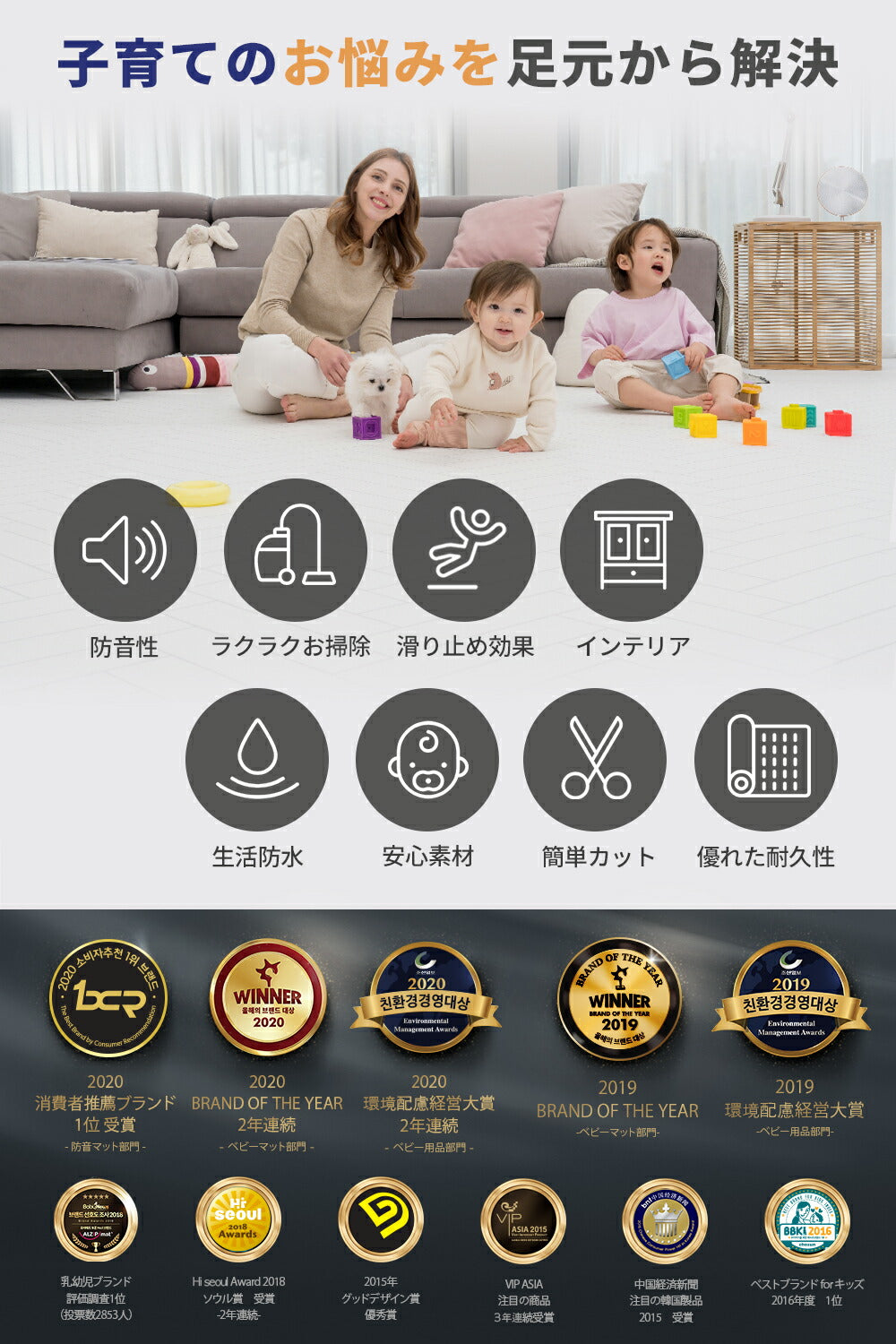 ロールマット フロアマット 厚手 15mm (140×700cm)